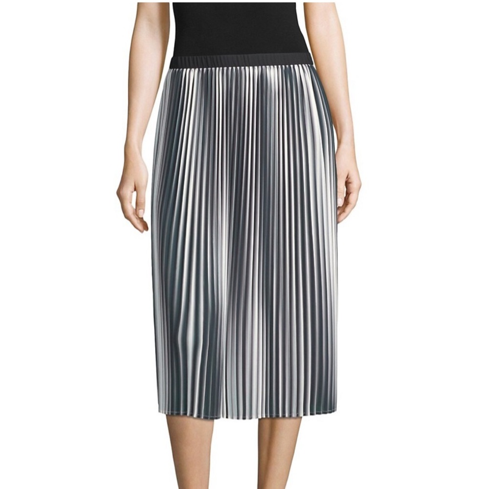 Eileen Fisher Ombré Pleated Skirt Black Bone XL